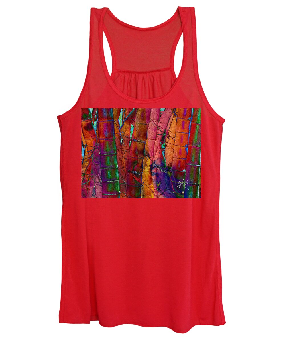 Bamboo Delight Women's Tank Top featuring the mixed media Bamboo Delight by Kiki Art
