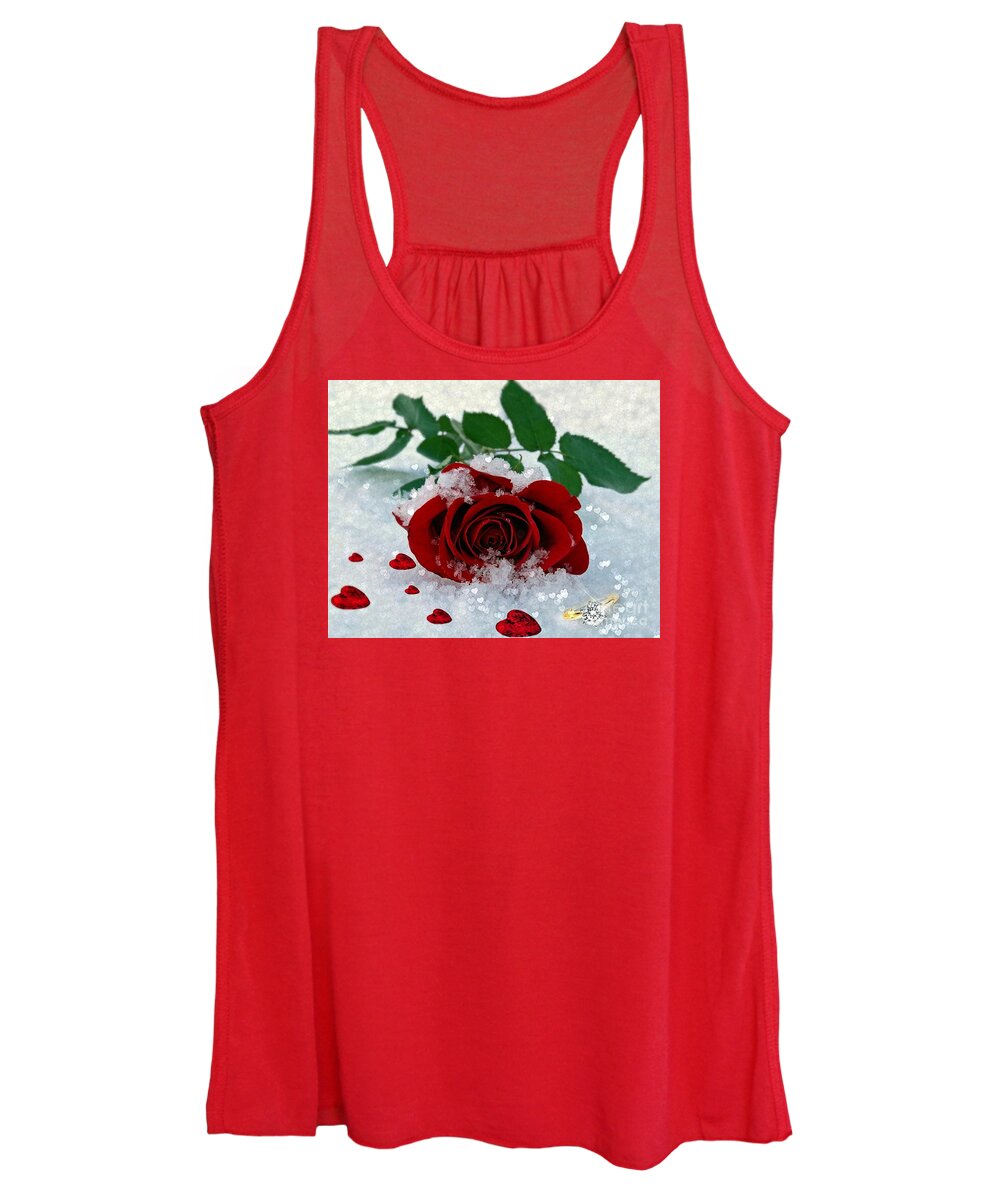 red Rose Women's Tank Top featuring the mixed media Be Mine by Morag Bates