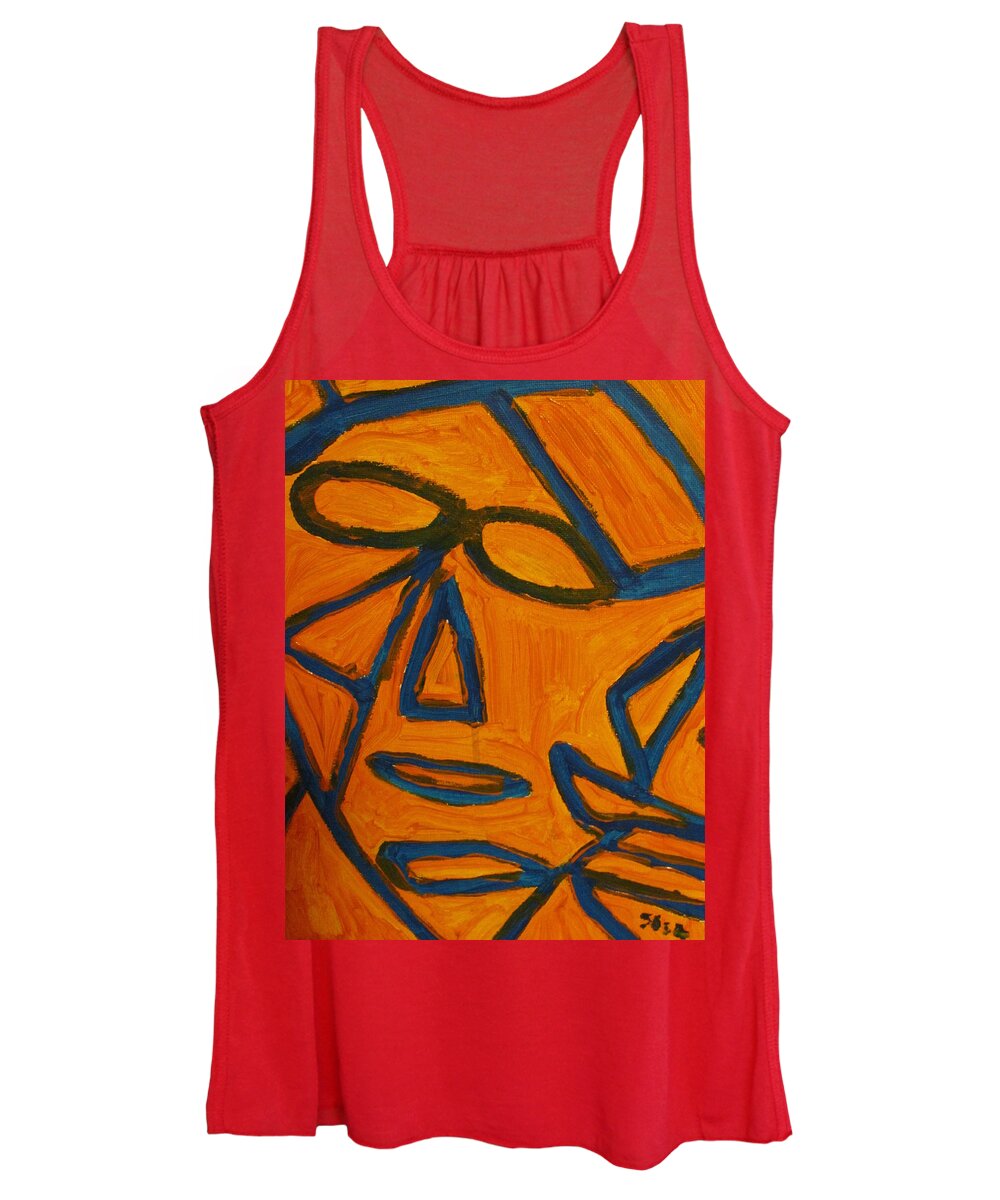 Blue Women's Tank Top featuring the painting Blue And Orange by Shea Holliman