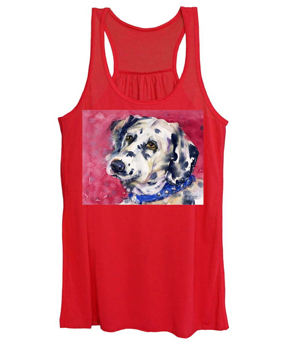Dog Women's Tank Top featuring the painting Dalmatian by Judith Levins