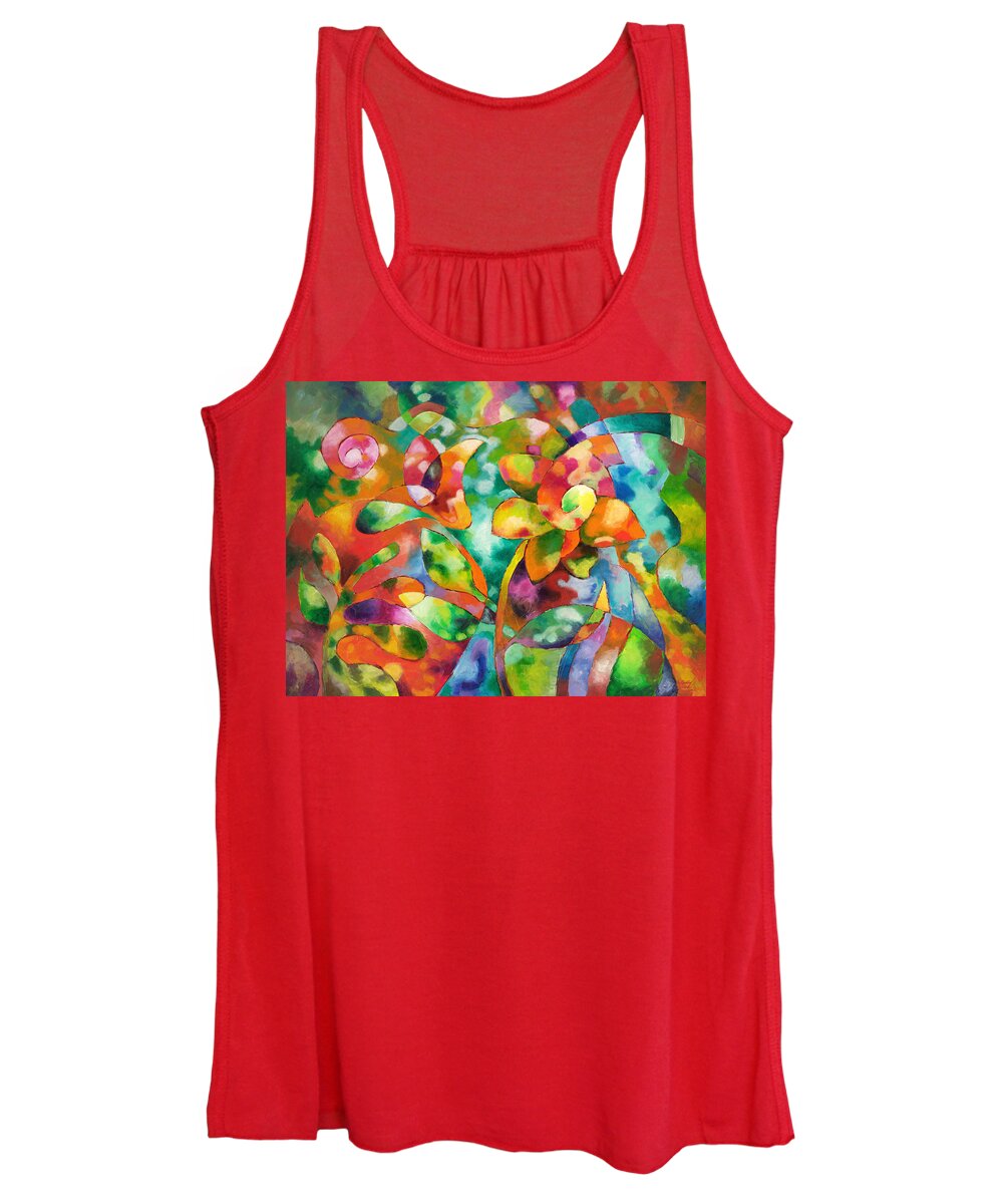 Floral Women's Tank Top featuring the painting Dappled by Sally Trace