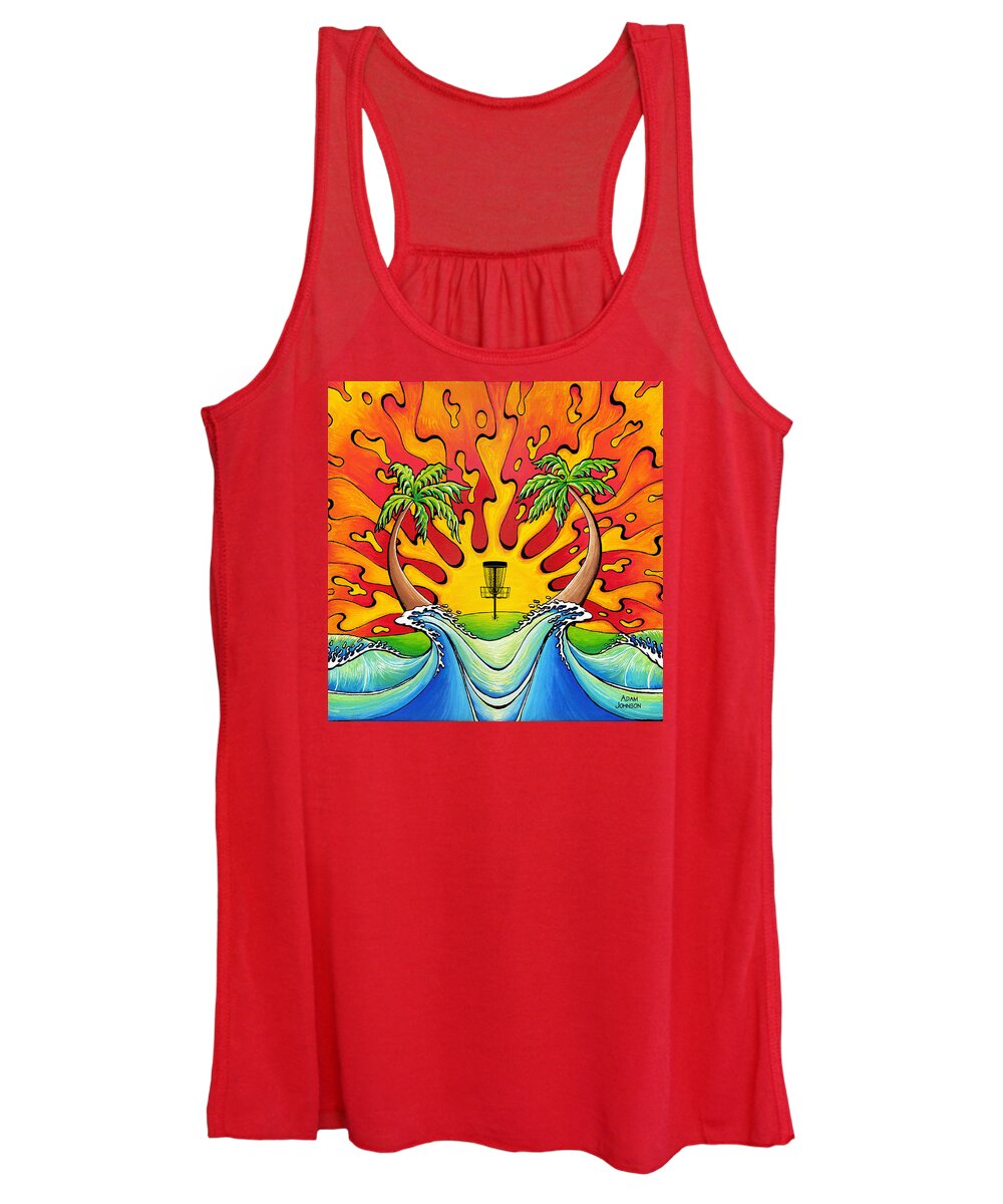Disc Women's Tank Top featuring the painting Disc Golfers Paradise by Adam Johnson