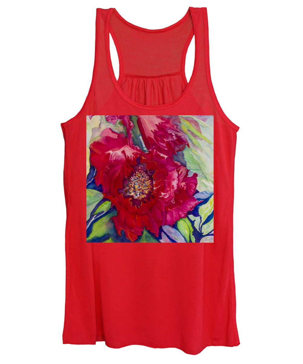 Art Women's Tank Top featuring the photograph Double Peony - original watercolor painting by Anna Porter