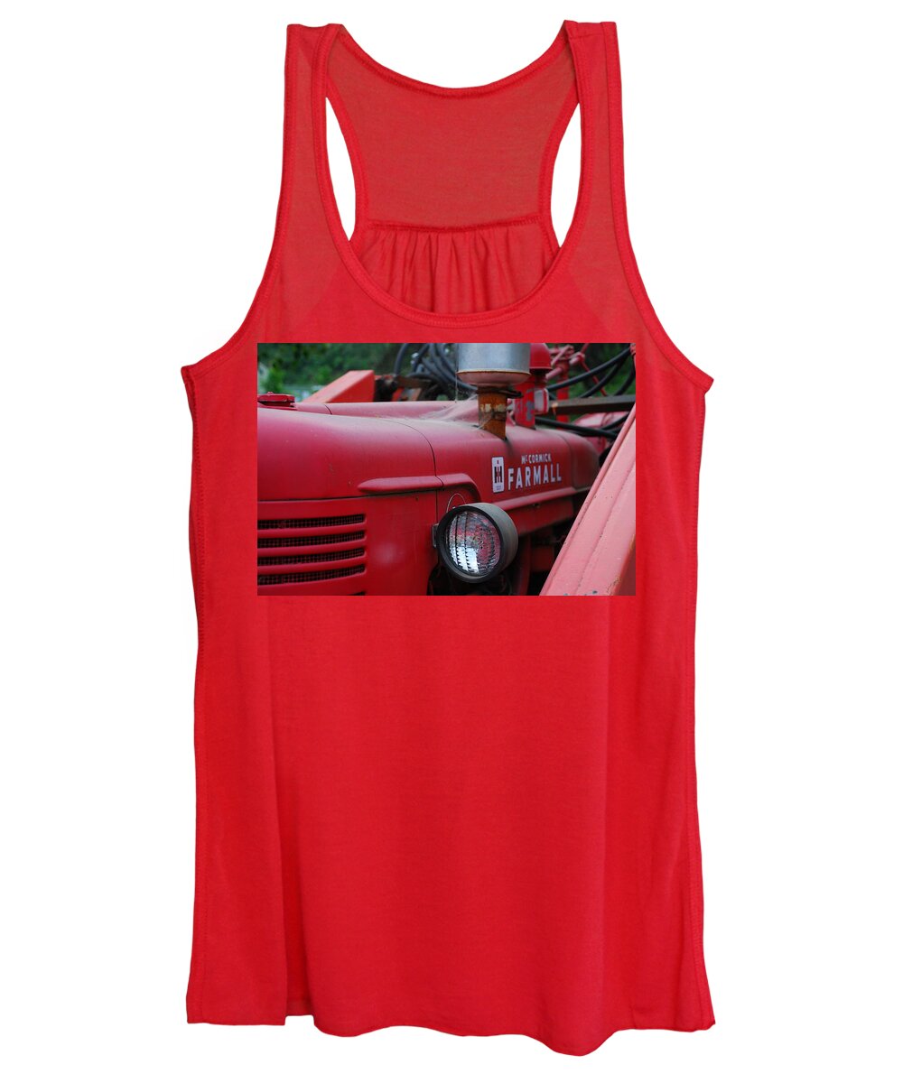 Red Women's Tank Top featuring the photograph Farmall Tractor by Ron Roberts