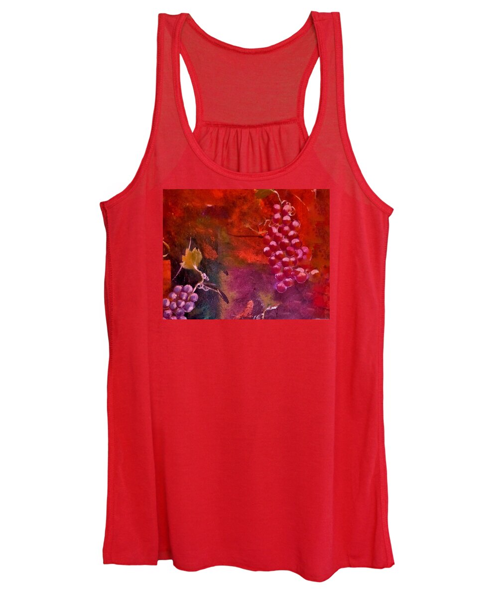 Grapes Women's Tank Top featuring the painting Flying Grapes by Lisa Kaiser