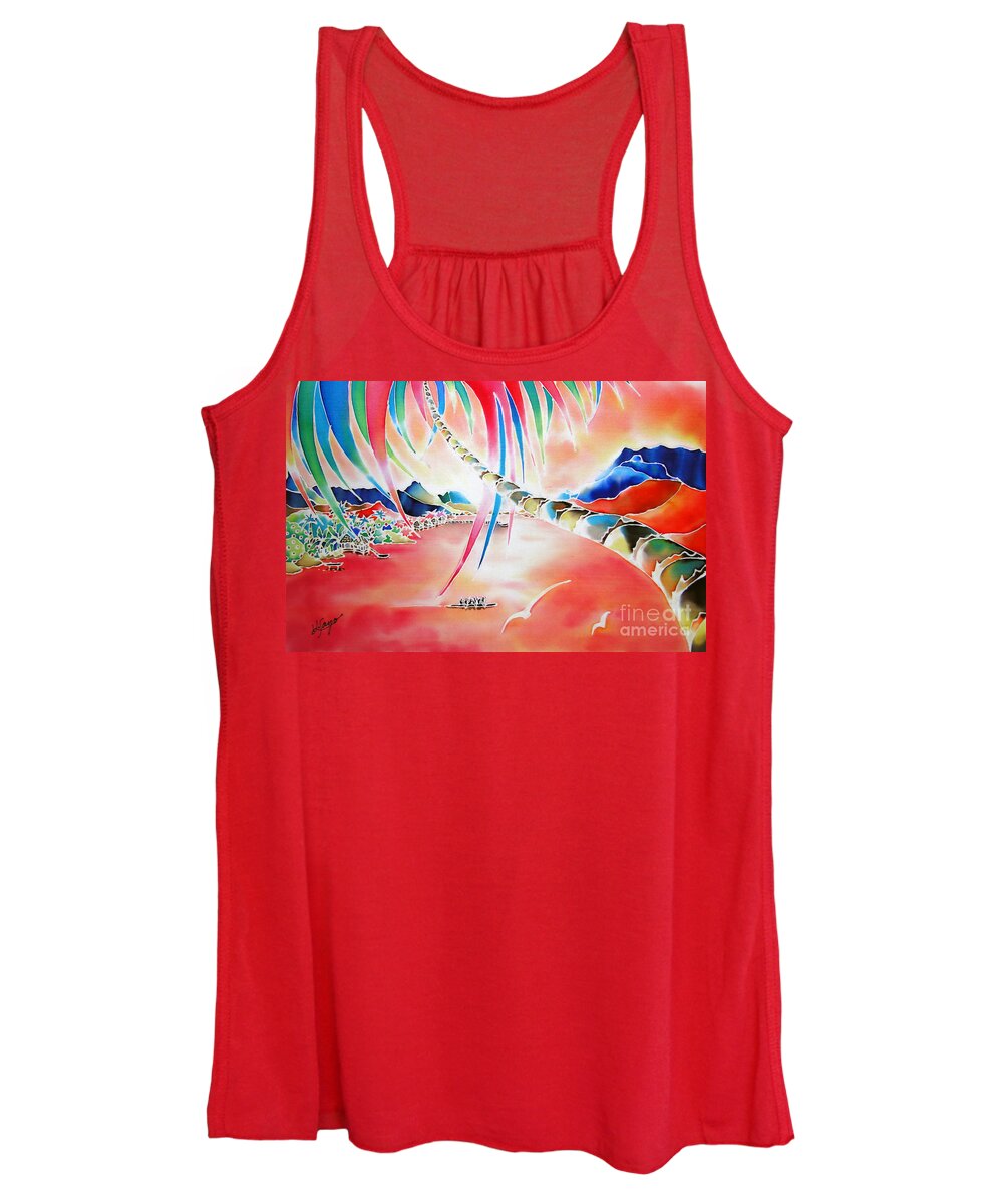 Tahiti Women's Tank Top featuring the painting In the sunset by Hisayo OHTA