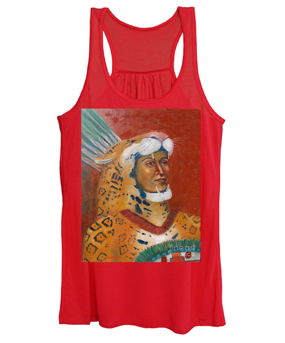 Aztec Women's Tank Top featuring the painting Jaguar Knight Popoca by Lilibeth Andre