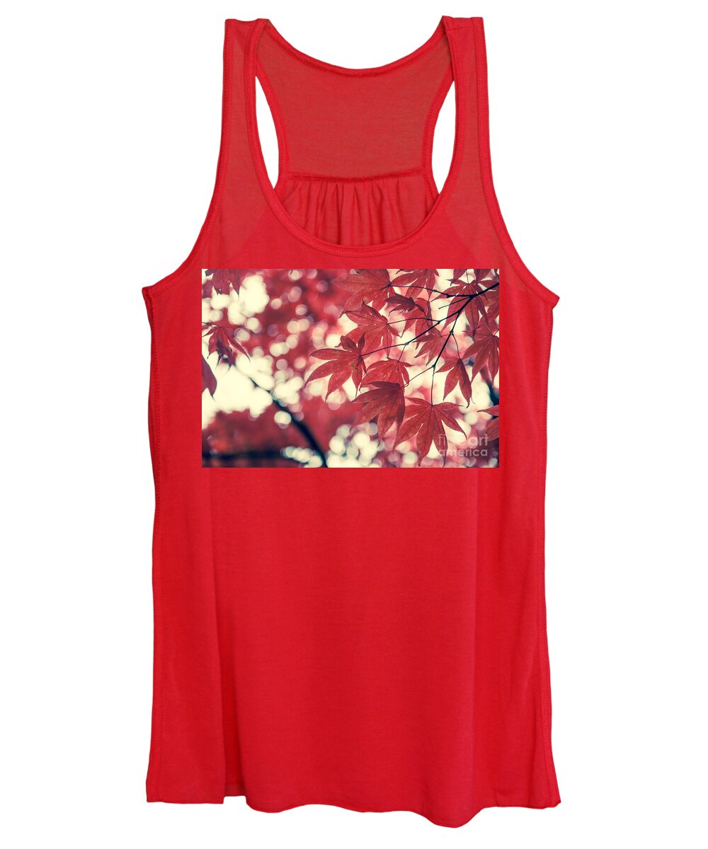 Autumn Women's Tank Top featuring the photograph Japanese Maple Leaves - Vintage by Hannes Cmarits