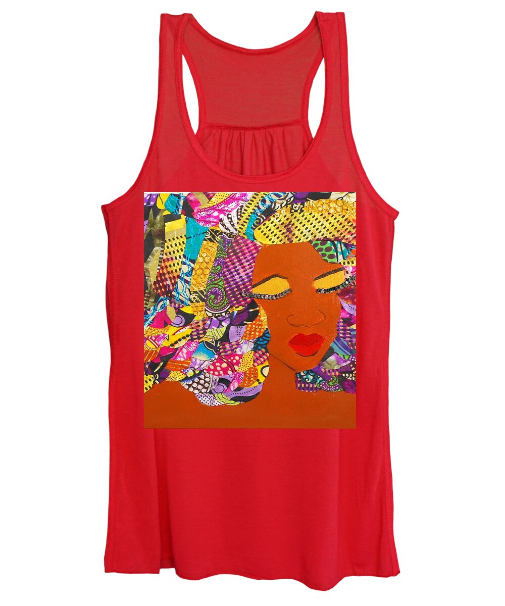 Afro Art Women's Tank Top featuring the tapestry - textile Lady J by Apanaki Temitayo M