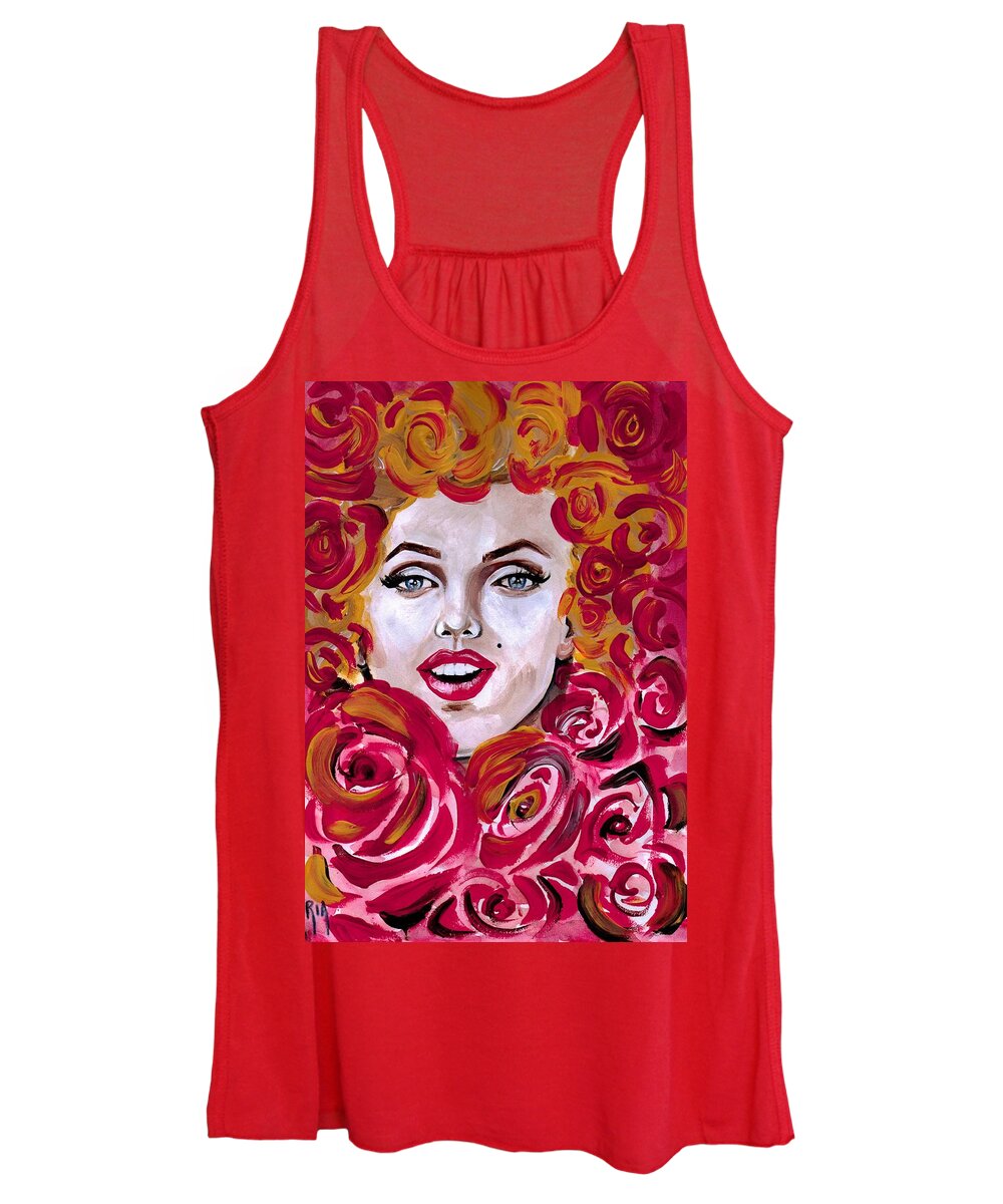 Marilyn Monroe Women's Tank Top featuring the photograph Marilyn Mon-Rose timeless Beauty by Artist RiA