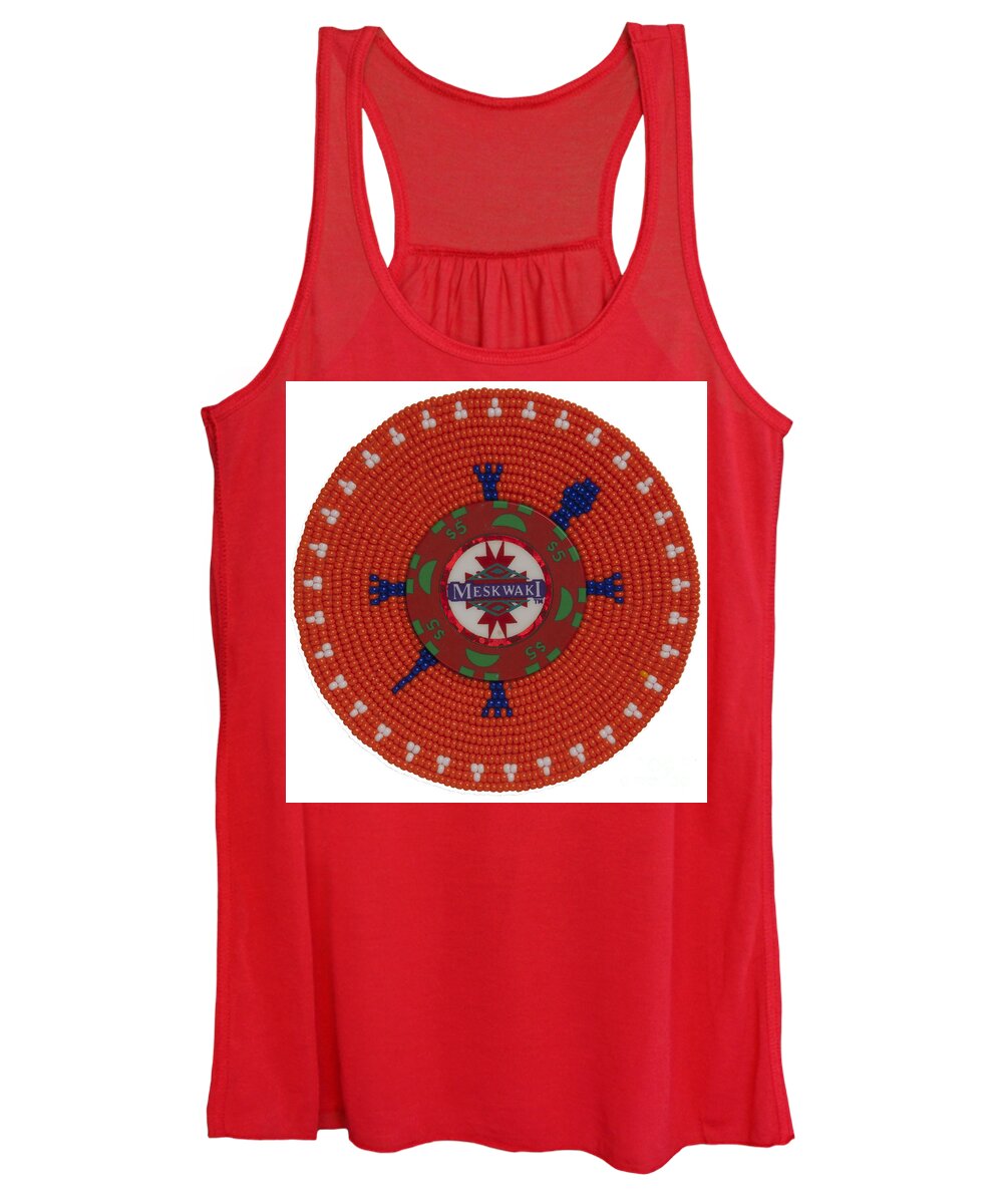 Beadwork Women's Tank Top featuring the digital art Meskwaki Orange by Douglas Limon