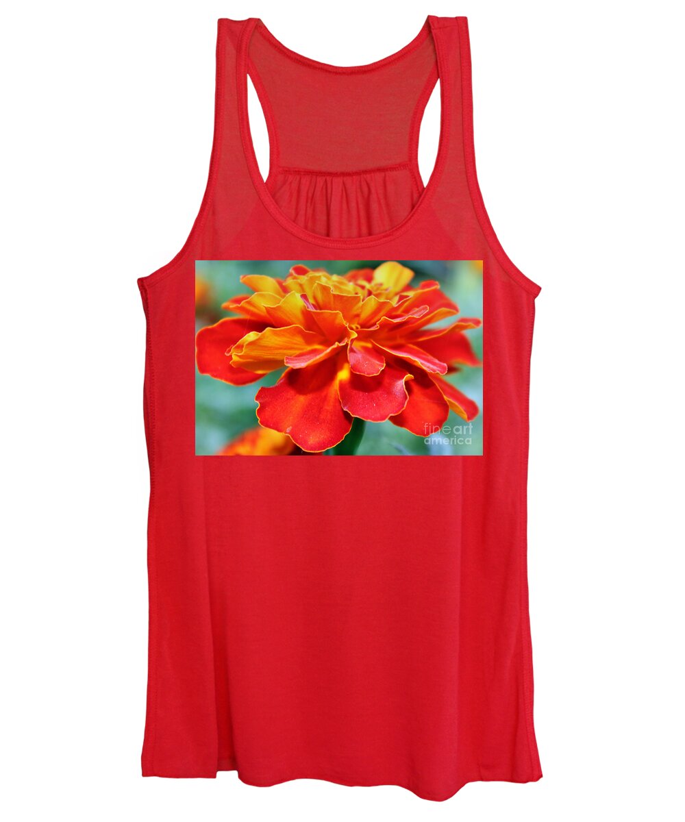 Marigold Women's Tank Top featuring the photograph Orange And Yellow Marigold by Judy Palkimas