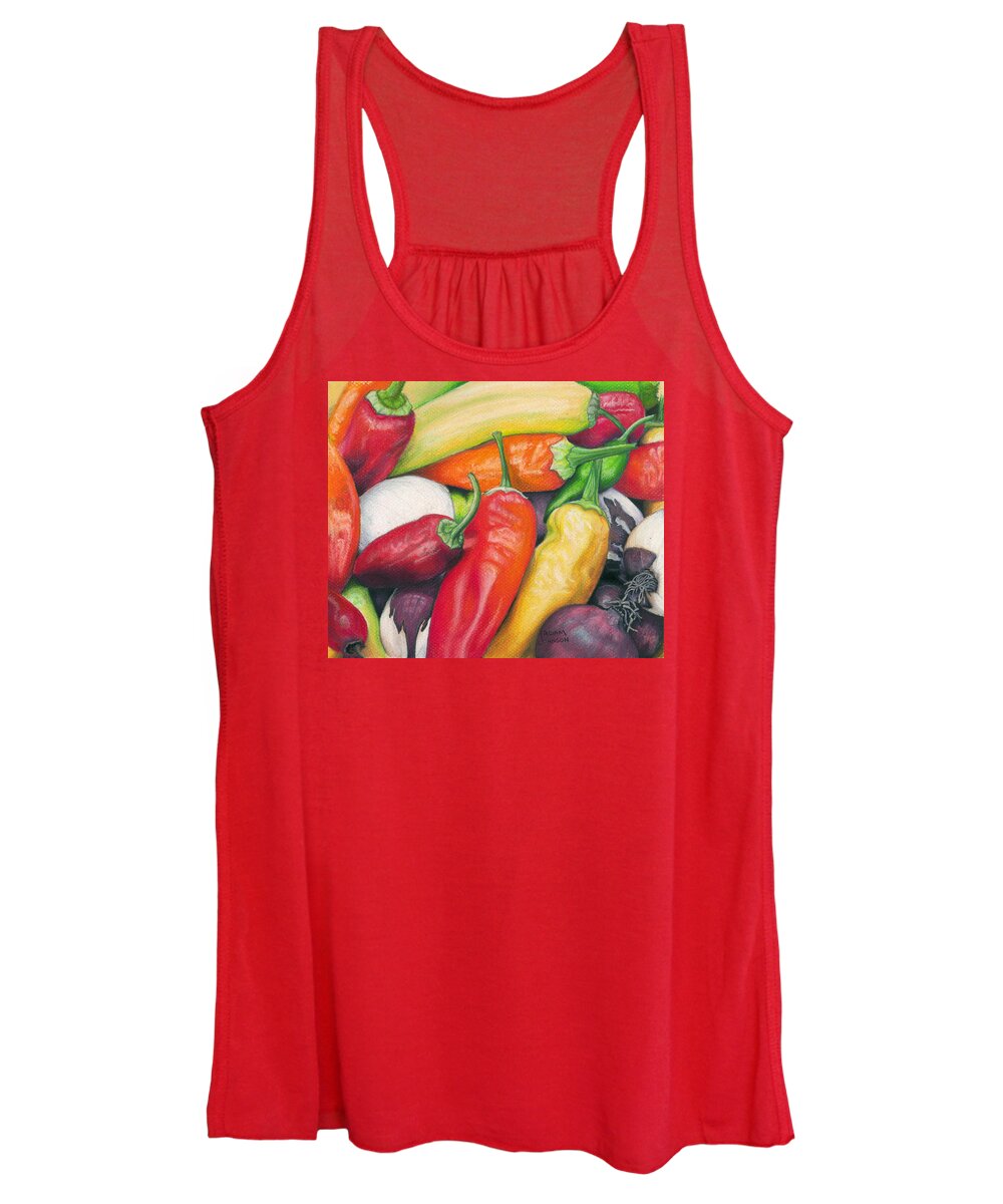 Pepper Women's Tank Top featuring the painting Peppers and Onions by Adam Johnson