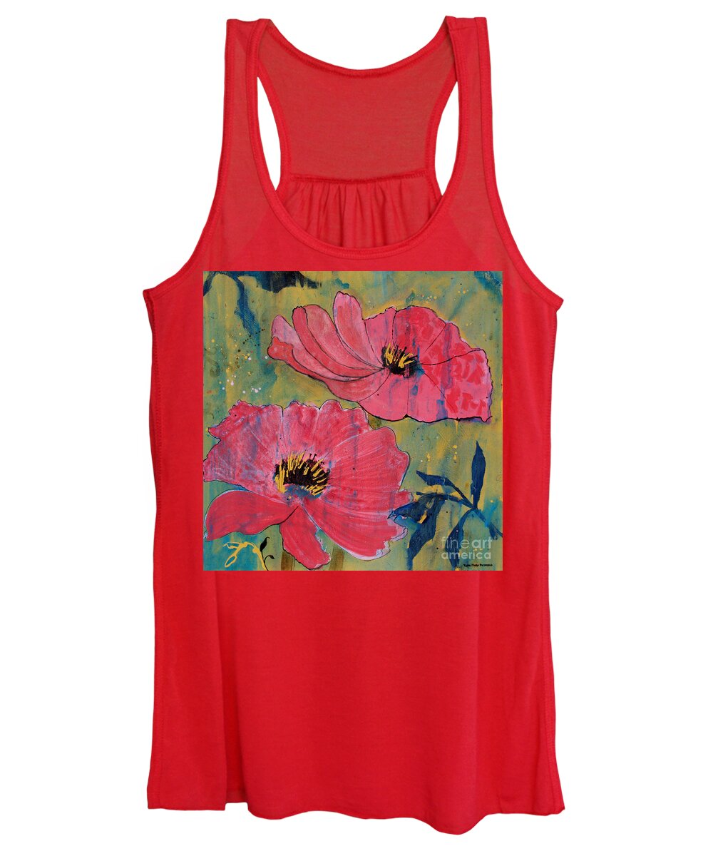 Pink Women's Tank Top featuring the painting Pink Blossoms by Robin Pedrero