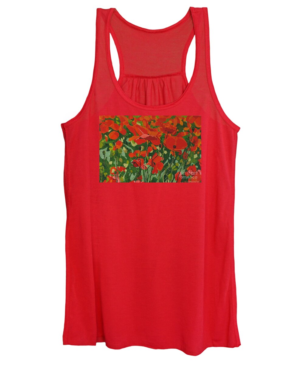 Floral Women's Tank Top featuring the painting Poppies by Leah Tomaino