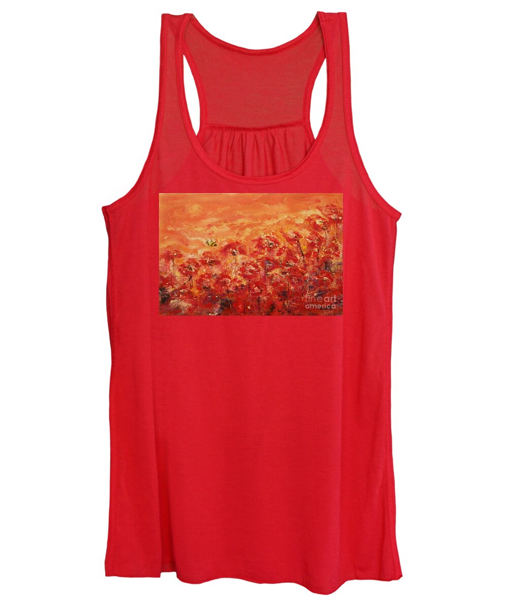 Poppy Women's Tank Top featuring the painting Poppy Fly By by Dan Campbell