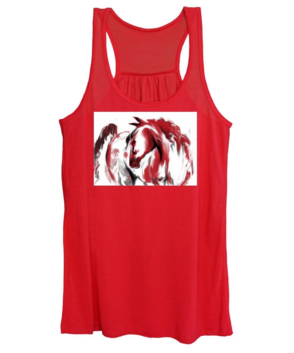 Horse Women's Tank Top featuring the digital art Red Horse by Jim Fronapfel