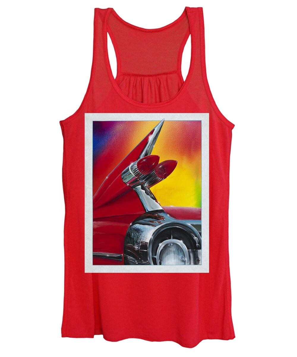  59 Cadillac Women's Tank Top featuring the painting Reflections of Yesterday by Alan Johnson