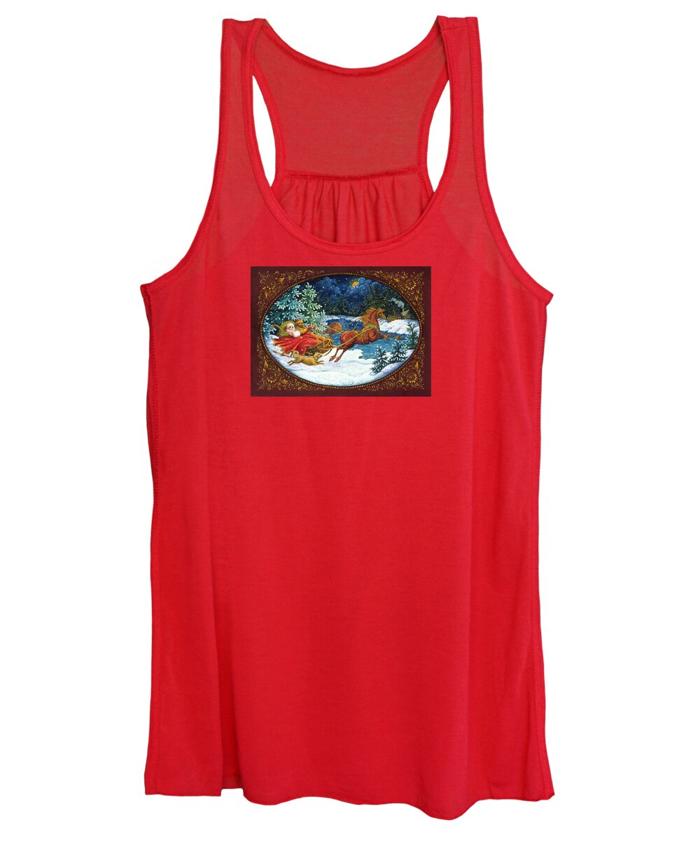 Christmas Women's Tank Top featuring the painting Sleigh Ride by Lynn Bywaters
