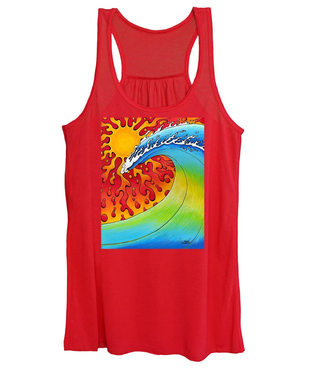 Surf Women's Tank Top featuring the painting Sun and Surf by Adam Johnson