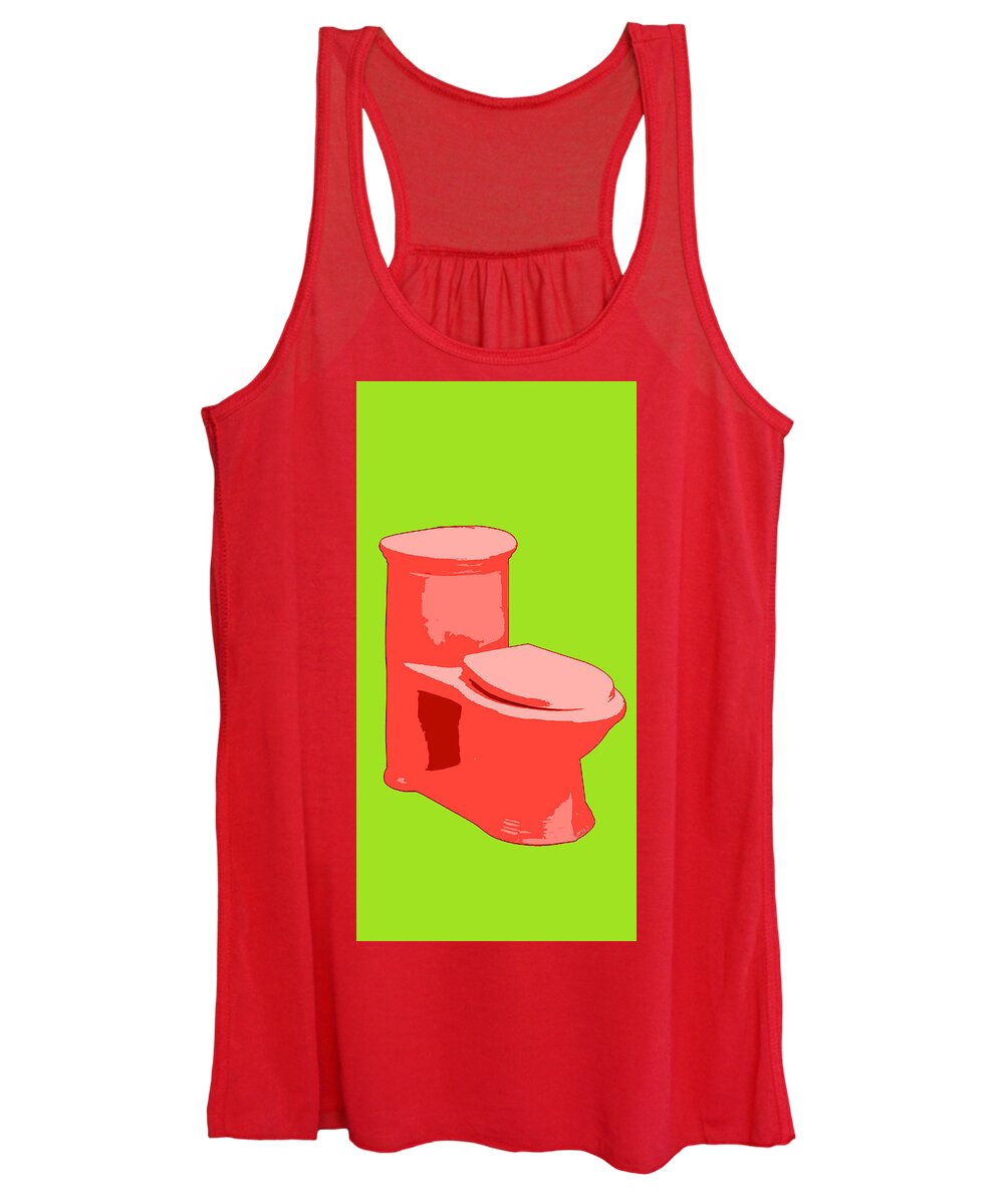 Toilet Women's Tank Top featuring the painting Toilette in Red by Deborah Boyd