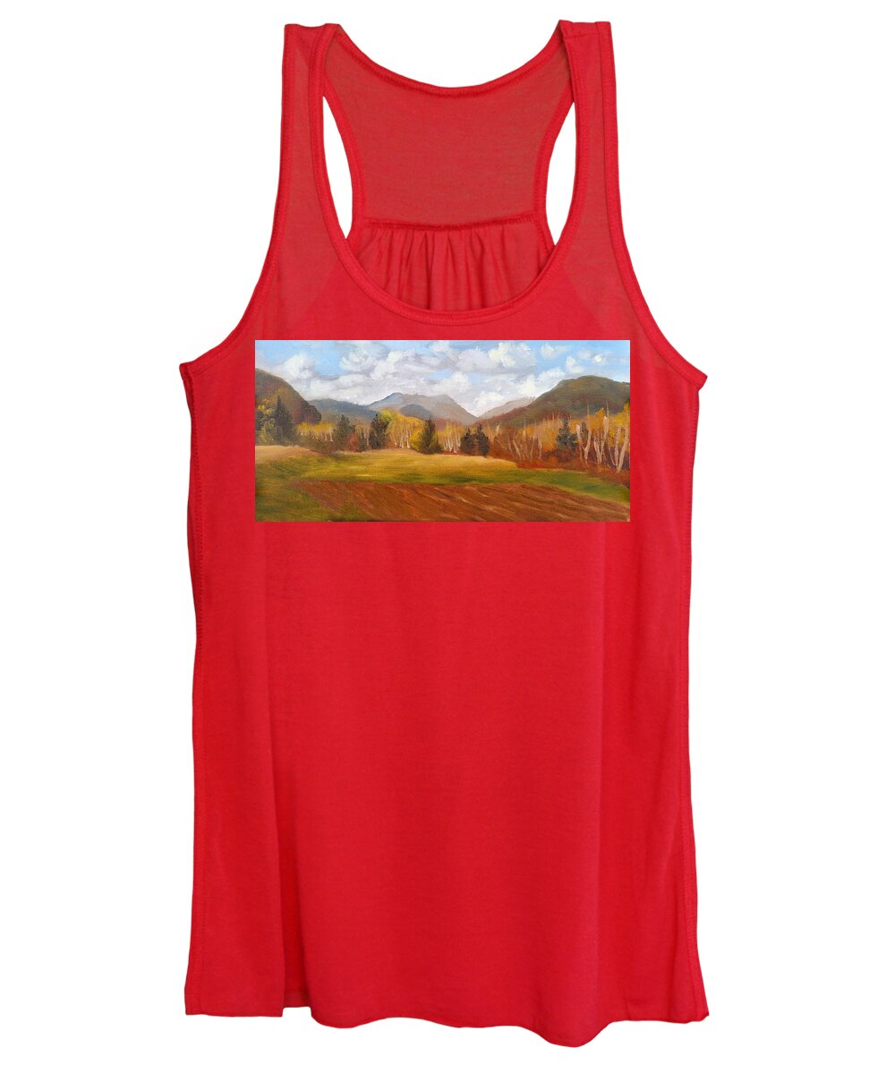 Mountains Women's Tank Top featuring the painting View of Pinkham Notch from Shartner's Field by Sharon E Allen