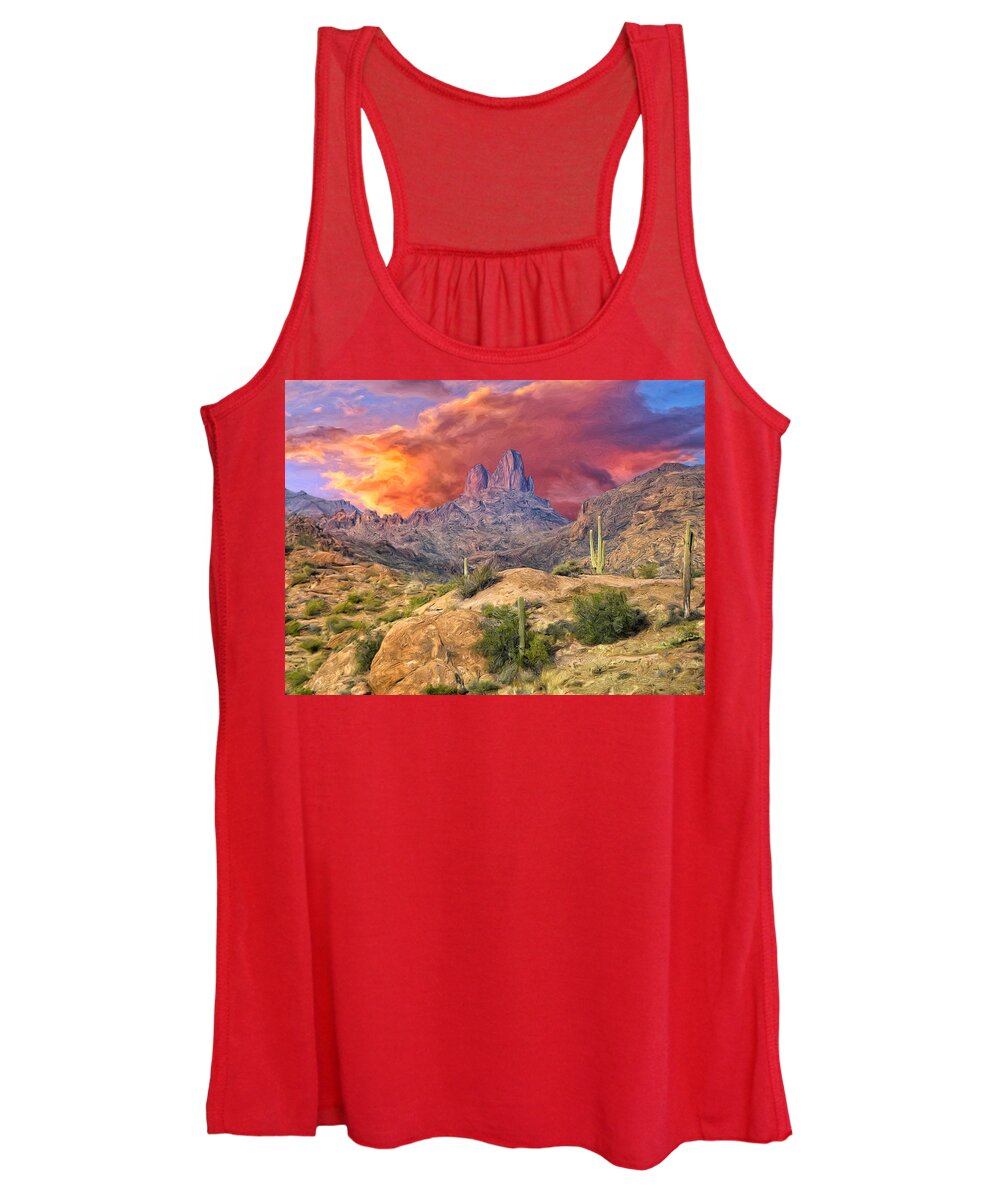 Weavers Needle Women's Tank Top featuring the painting Weavers Needle by Dominic Piperata