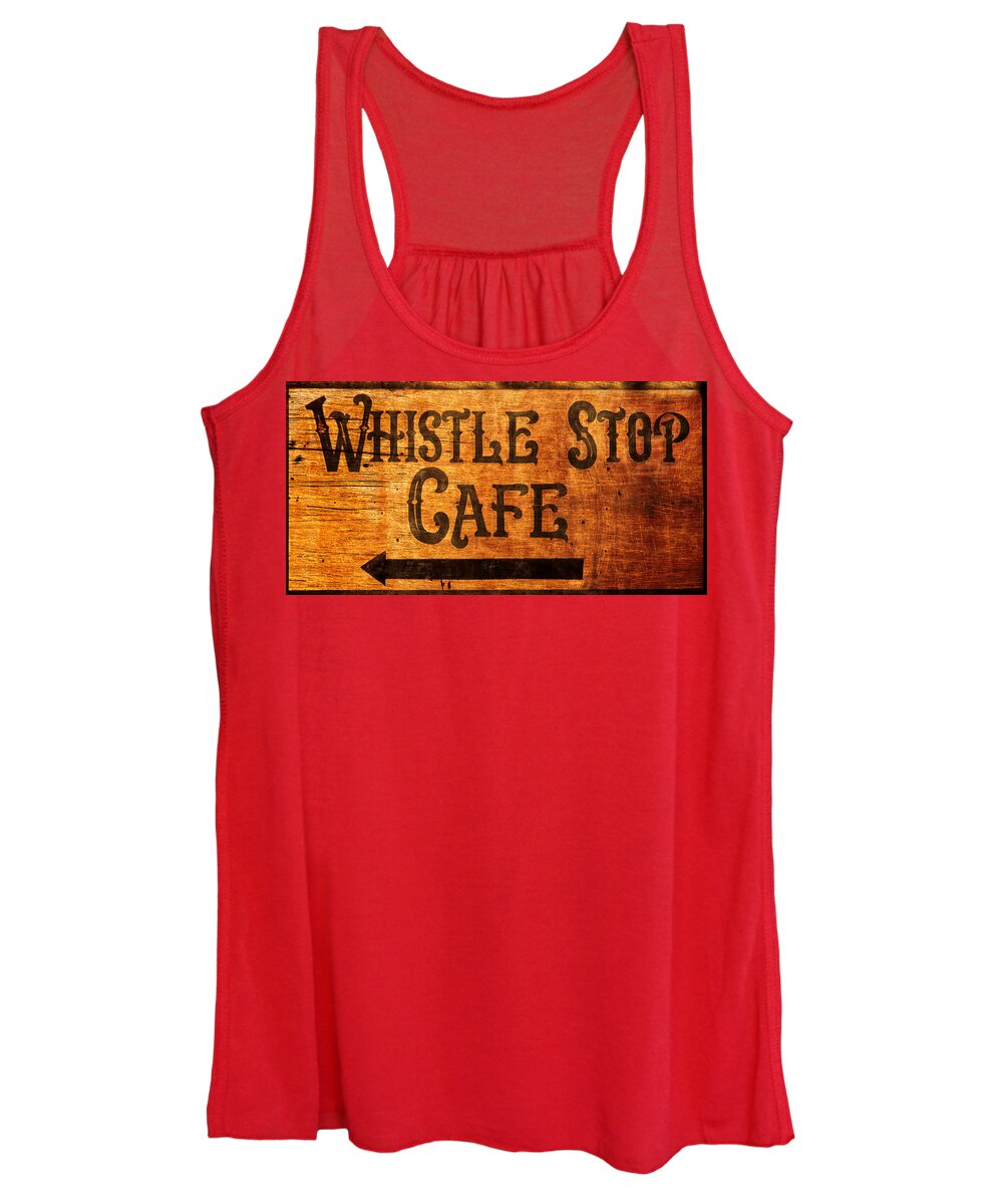 Whistle Stop Cafe Women's Tank Top featuring the photograph Whistle Stop Cafe Sign by Mark Andrew Thomas