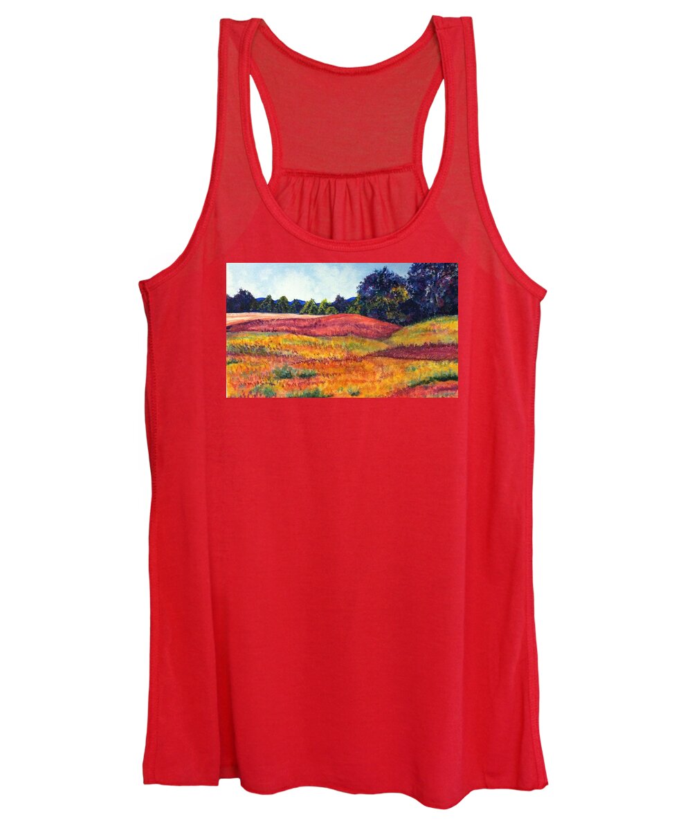 Polk Farm Women's Tank Top featuring the painting Wisconsin Summer by Linda Markwardt
