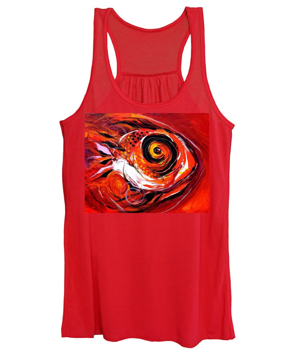 Fish Women's Tank Top featuring the painting Fire Fish V by J Vincent Scarpace