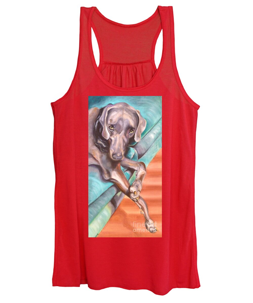 Dog Women's Tank Top featuring the painting Sofa Serenade 1 by Susan A Becker