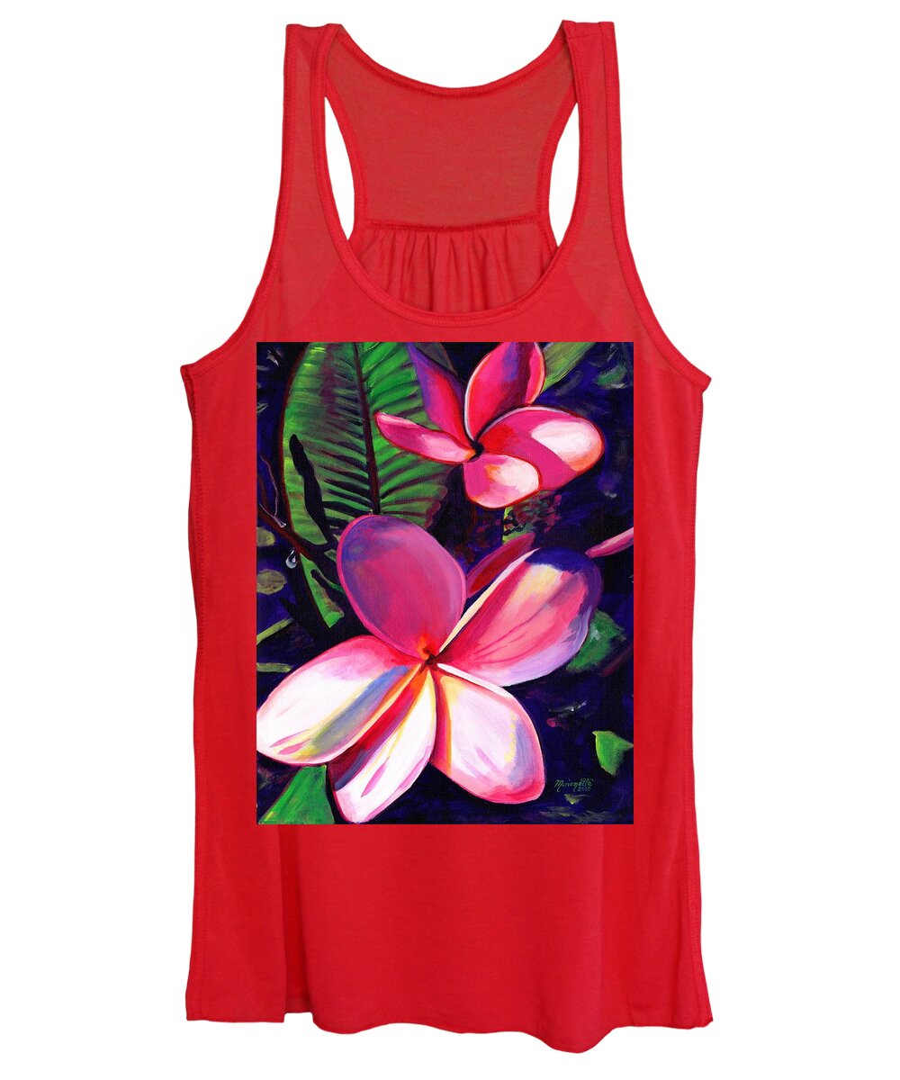 Pink Plumeria Women's Tank Top featuring the painting Aloha by Marionette Taboniar