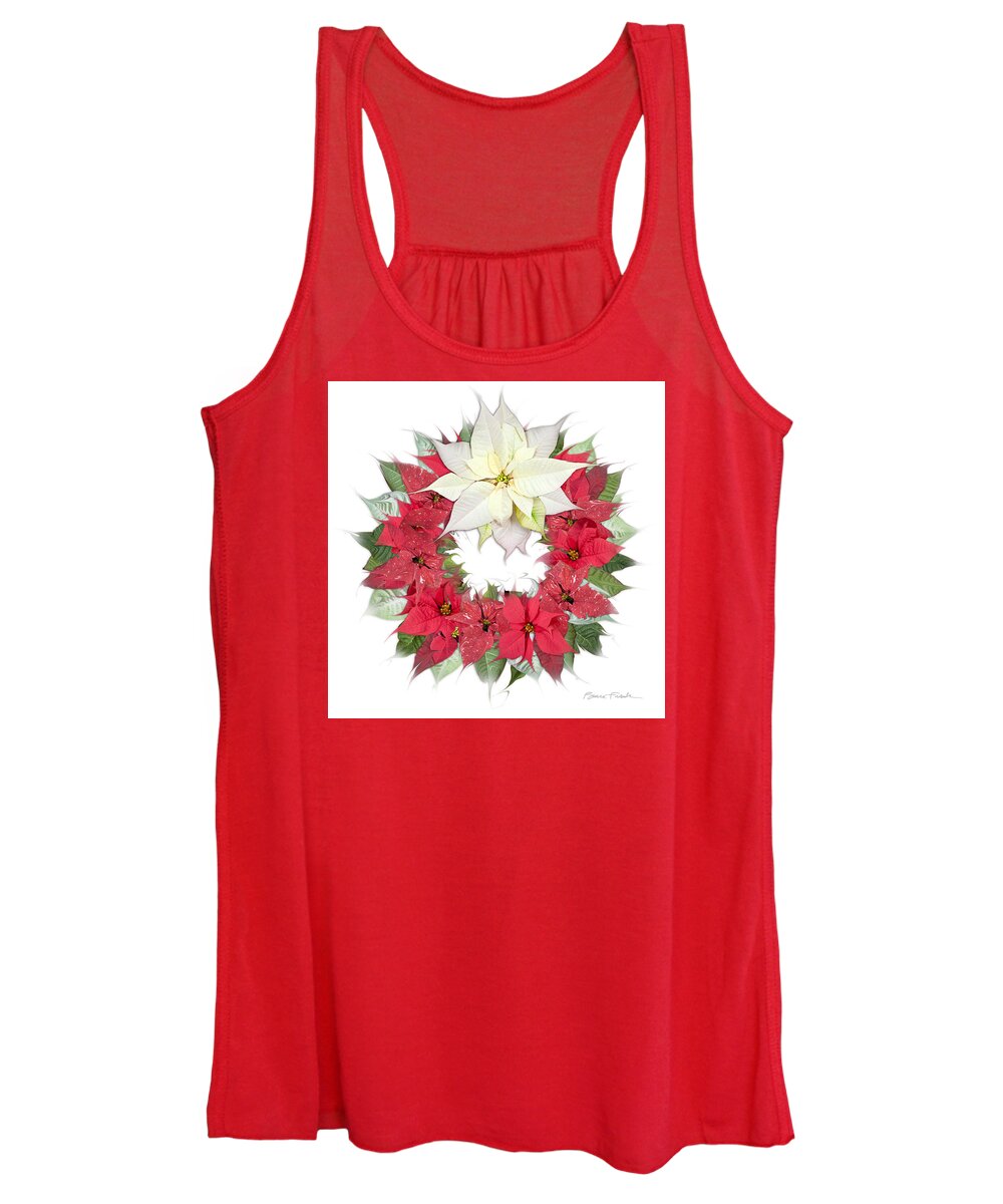 Holiday Women's Tank Top featuring the photograph Poinsettia Wreath #1 by Bruce Frank