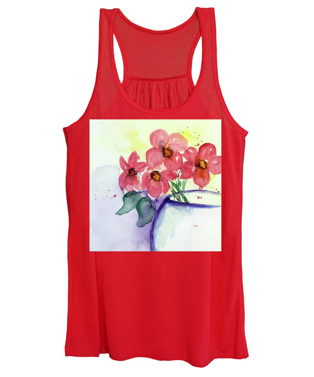 Flower Women's Tank Top featuring the painting Red Flowers #1 by Britta Zehm