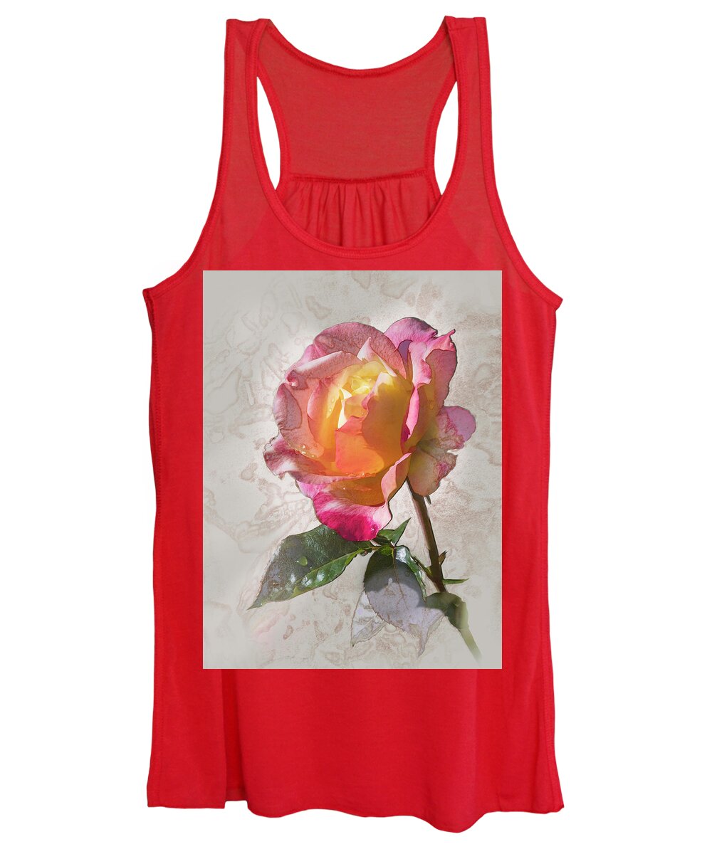 2001 All-america Rose Selection Women's Tank Top featuring the digital art Rosa, 'Glowing Peace' #1 by Mark Mille