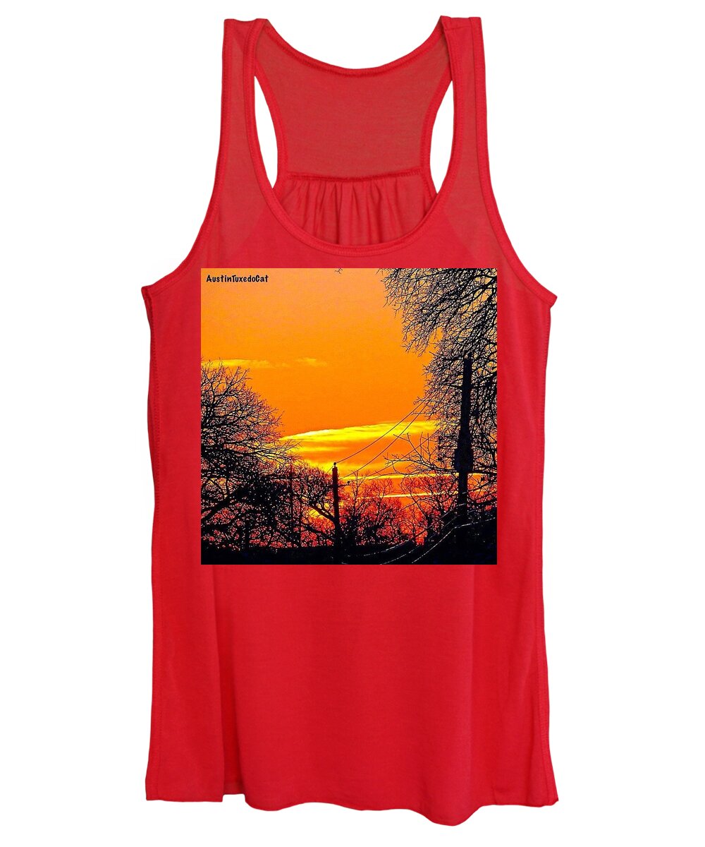 Beautiful Women's Tank Top featuring the photograph The #sunrise This #morning Was #1 by Austin Tuxedo Cat