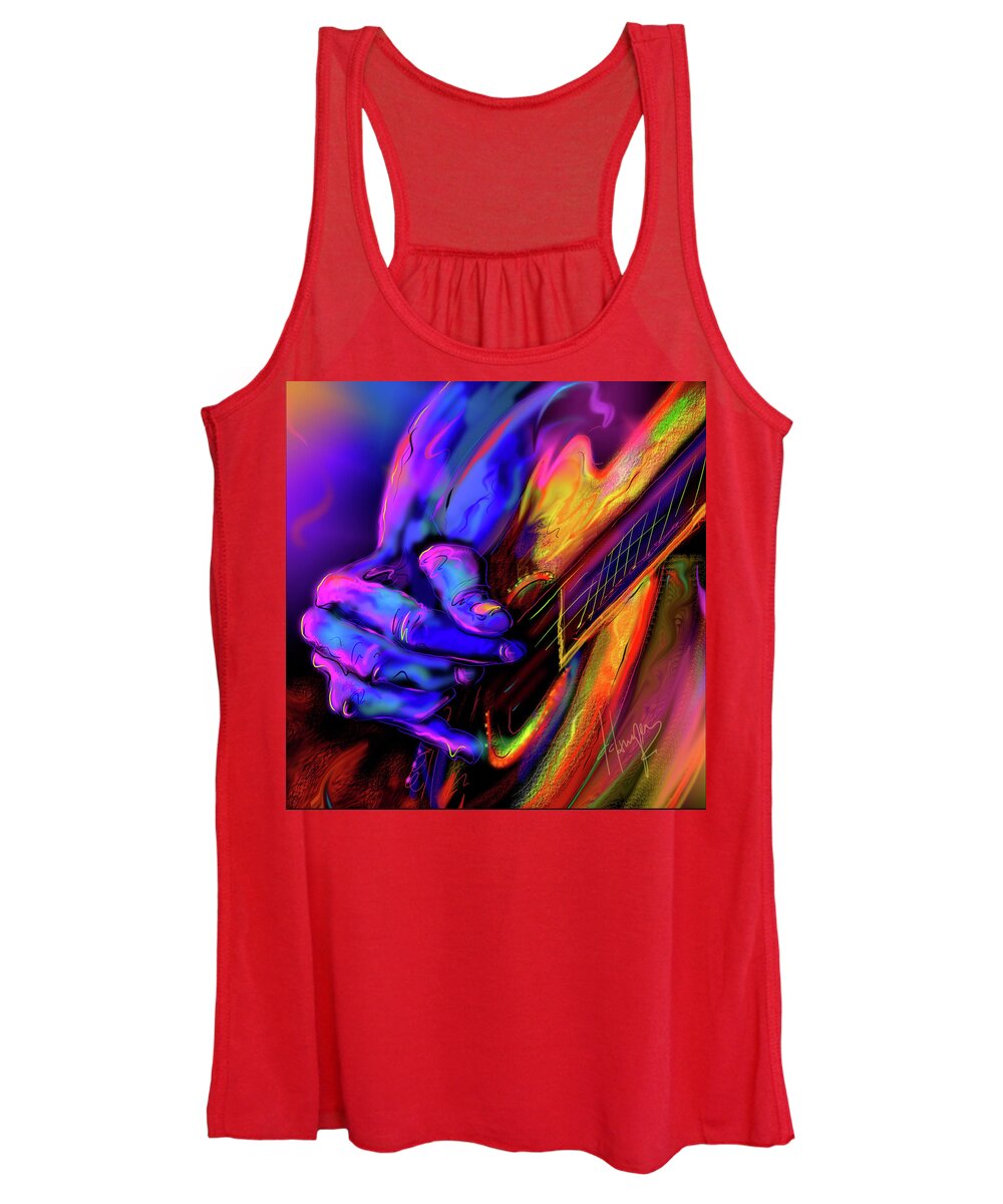 Guitar Women's Tank Top featuring the painting Unplugged by DC Langer
