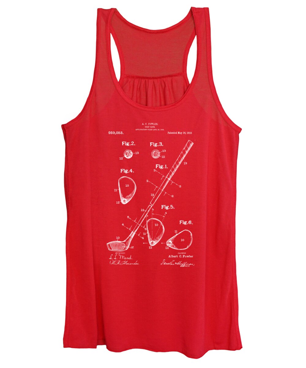 Golf Women's Tank Top featuring the digital art 1910 Golf Club Patent Artwork Red by Nikki Marie Smith