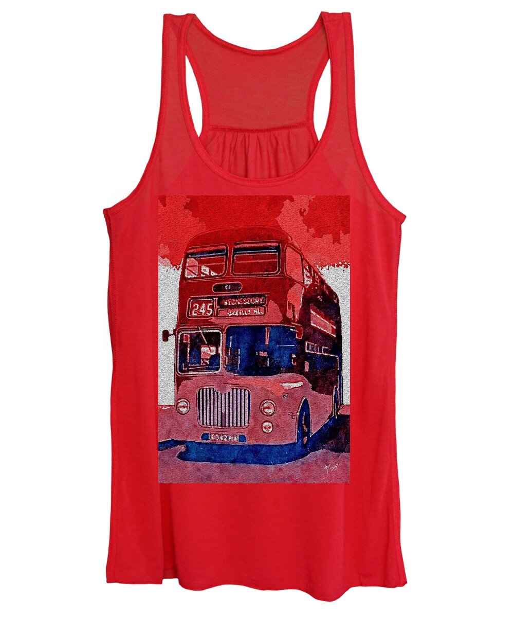 	He Big Red Bus Women's Tank Top featuring the painting All Aboard by Mark Taylor