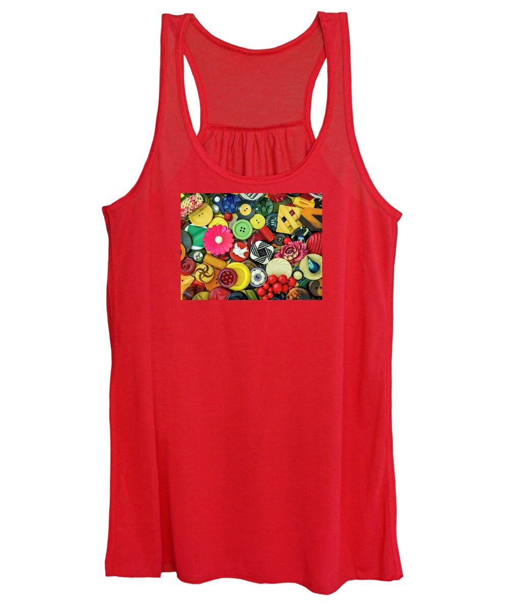 Jigsaw Puzzle Women's Tank Top featuring the photograph Bakelite Buttons by Carole Gordon