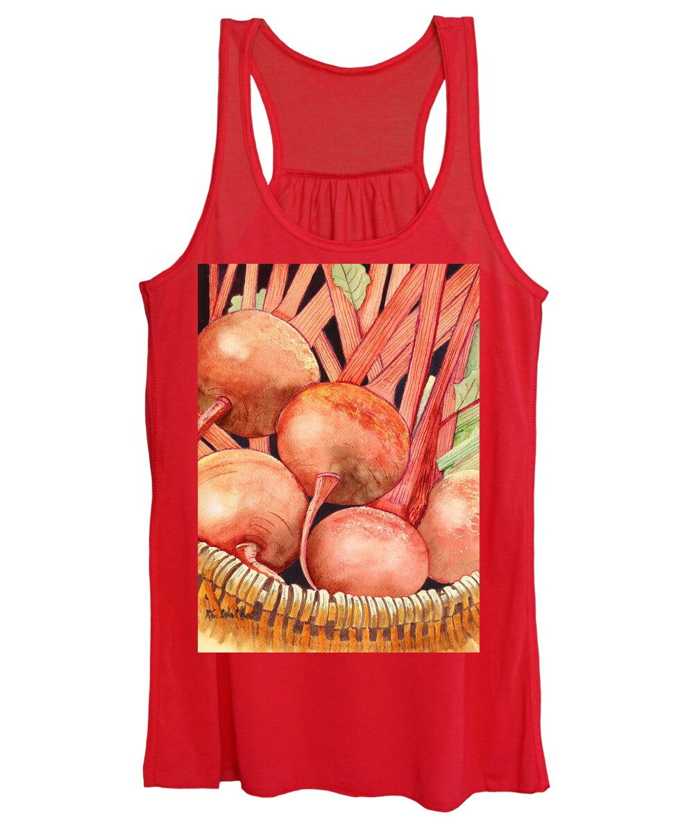 Red Women's Tank Top featuring the painting Basket of Beets Watercolor by Kimberly Walker
