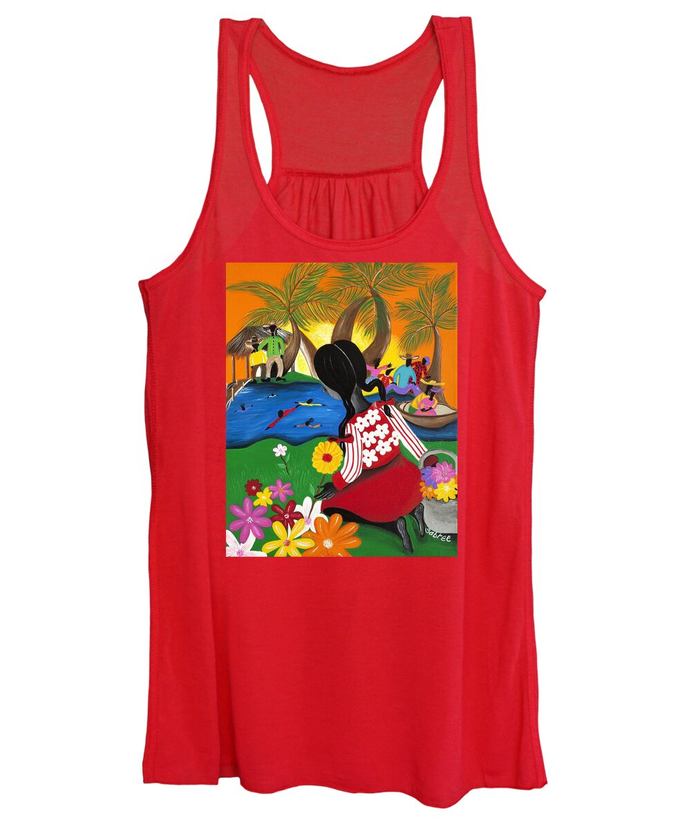 Palm Trees Women's Tank Top featuring the painting Blossom by Patricia Sabreee