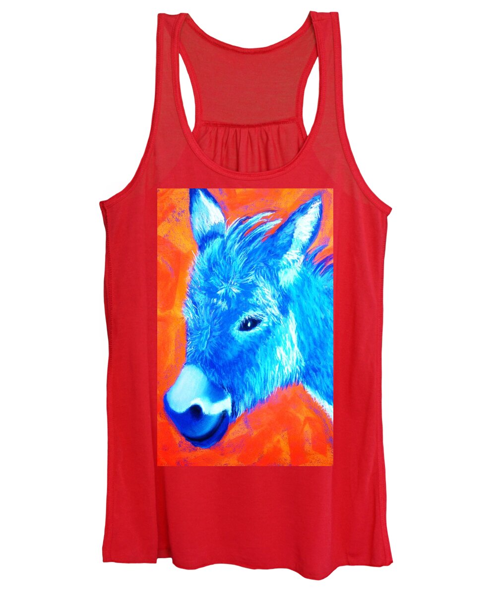 Burro Women's Tank Top featuring the painting Blue Burro by Melinda Etzold