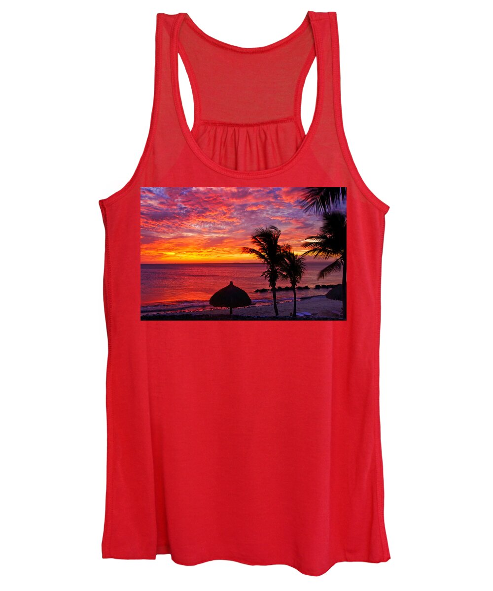 Sunset Women's Tank Top featuring the photograph Bonaire Sunset 1 by Stephen Anderson