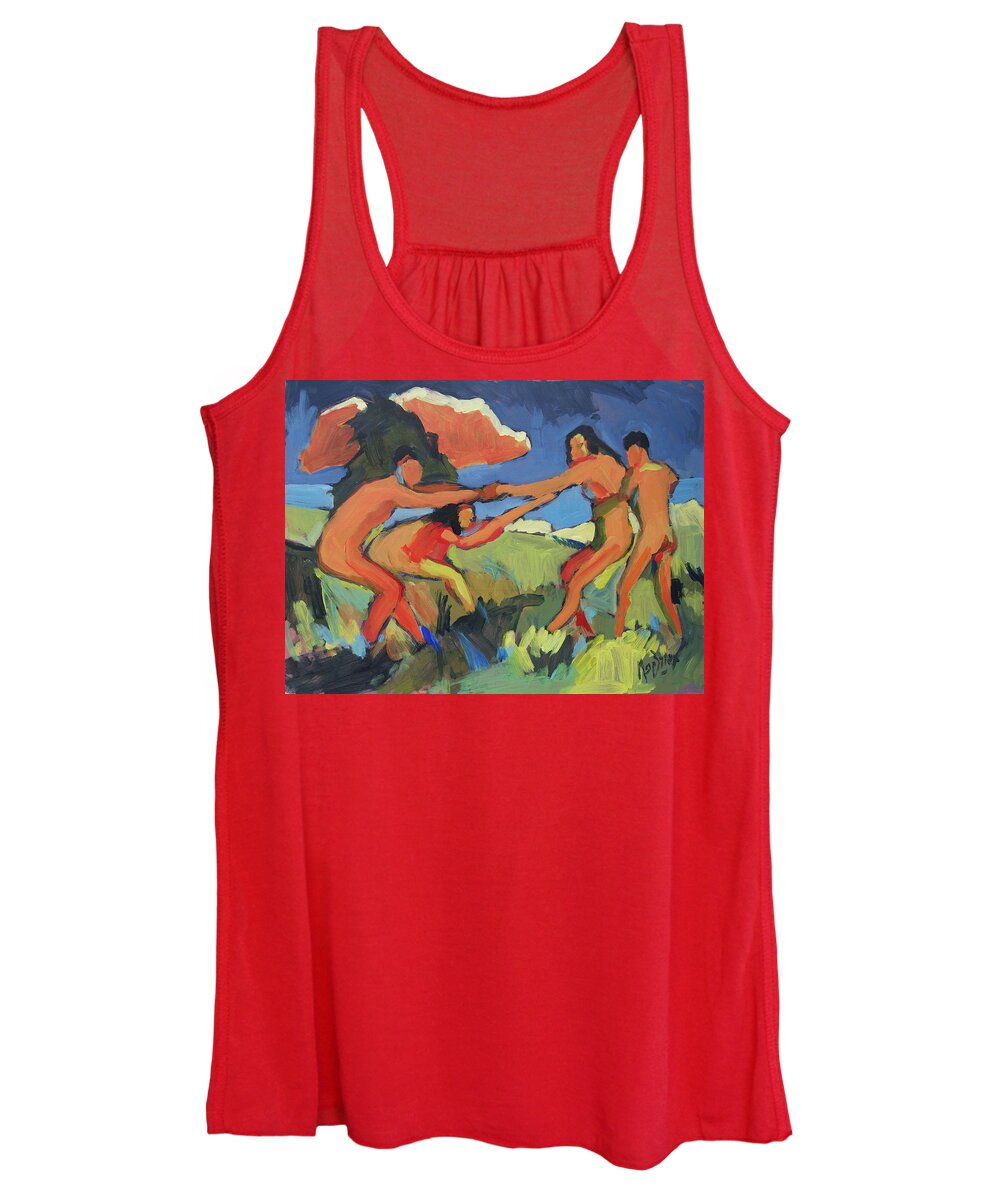 Kirchner Women's Tank Top featuring the painting Boys and girls playing by Nop Briex