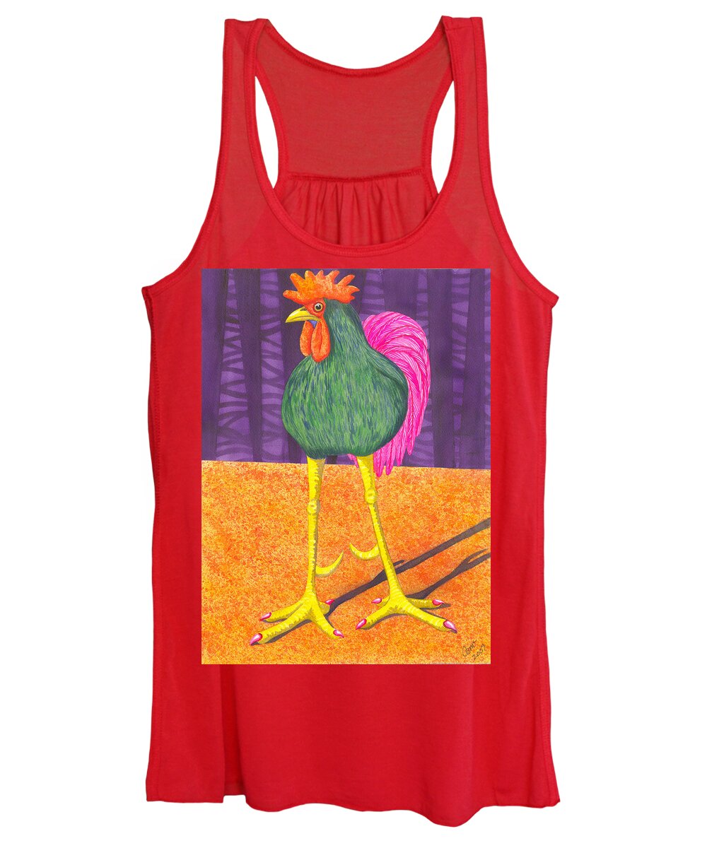 Rooster Women's Tank Top featuring the painting Chicken Legs by Catherine G McElroy