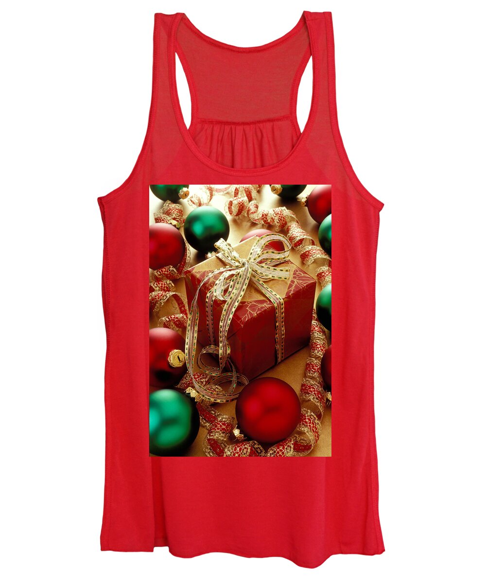 Christmas Women's Tank Top featuring the photograph Christmas present and ornaments by Garry Gay