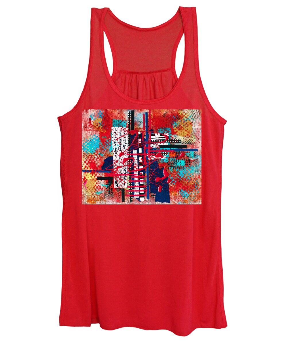 #abstracts #contemporary #modern #allisonconstantino #art Women's Tank Top featuring the painting Cinema by Allison Constantino