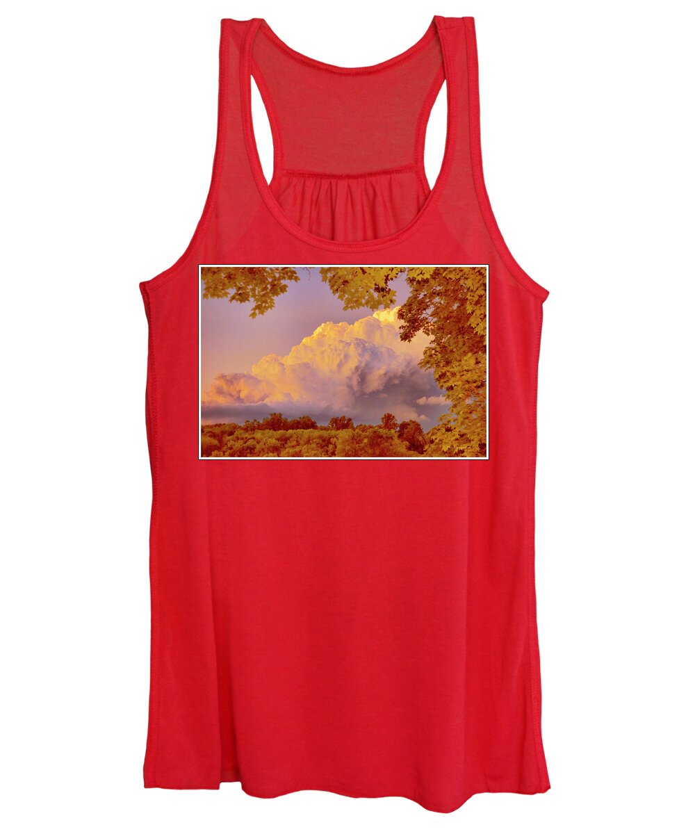 Swelling Cumulus Clouds Women's Tank Top featuring the photograph Clouds at Sunset, Southeastern Pennsylvania by A Macarthur Gurmankin