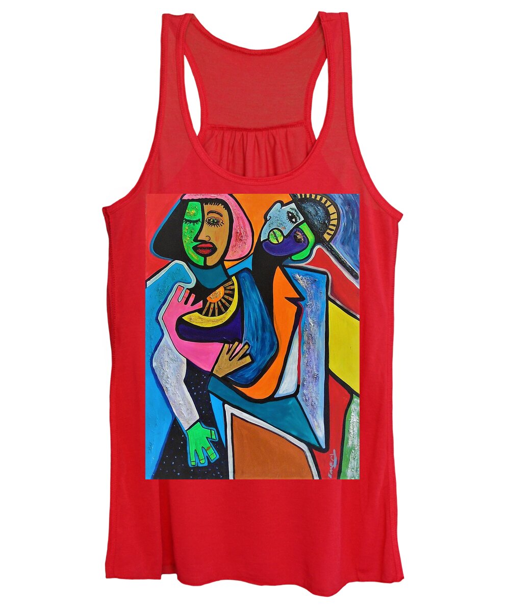 Black Contemporary Art Women's Tank Top featuring the painting Contemporary by Emery Franklin